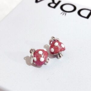 Sterling Silver Pandora Style Mushroom Dangle Charms(2-pieces set)